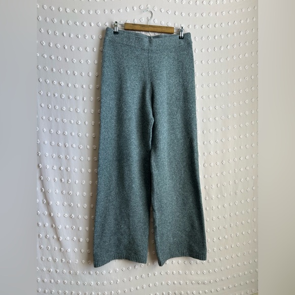 NWOT Mango Women’s Knit Pull On Wide Leg Sweater Pants Sz M Grey - Picture 1 of 4